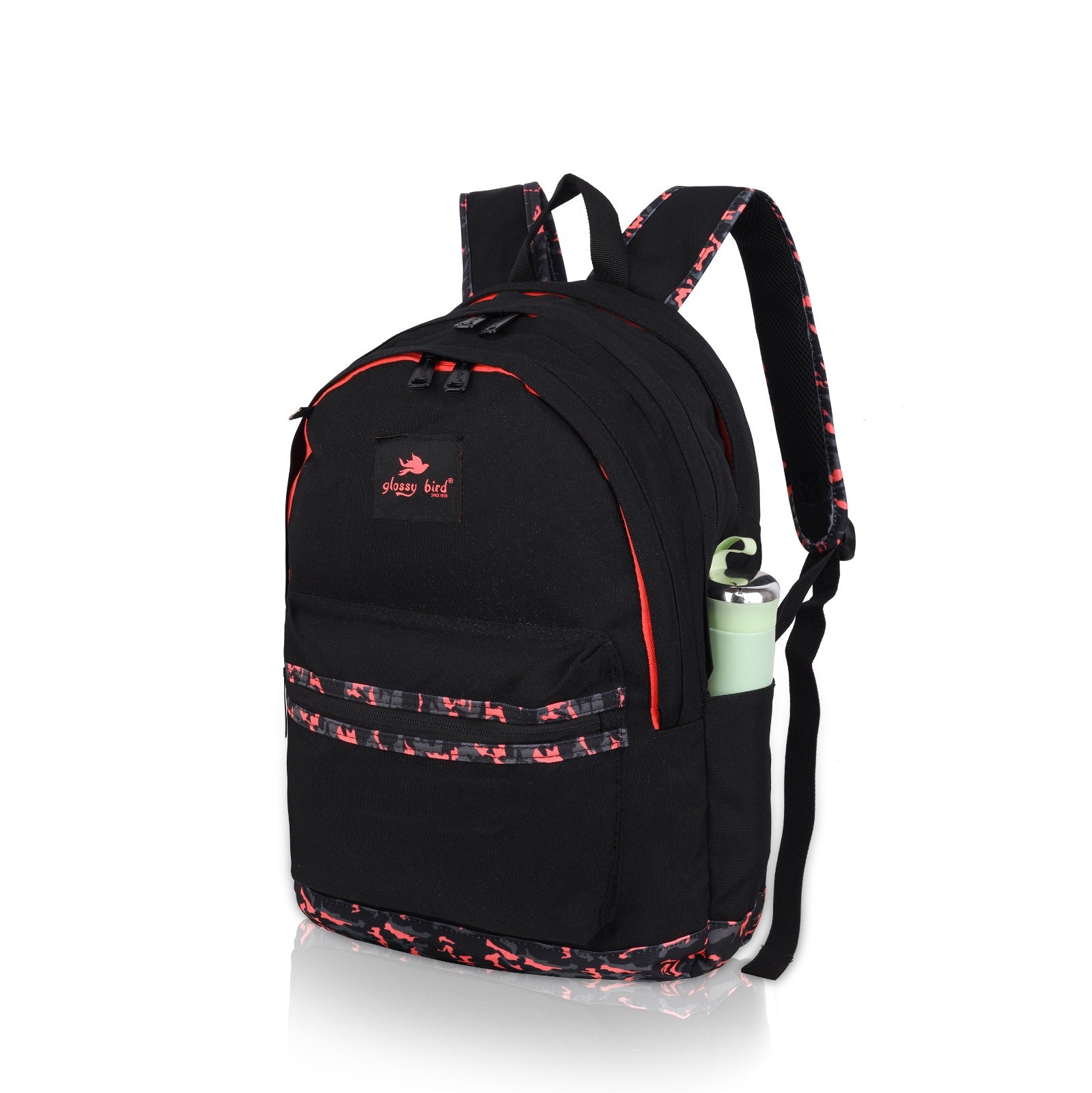 Echo Boomers Glossy Bird Backpack (PURPLE) – Water-Resistant School, Travel & Office Bag for Men & Women with Detachable Pouch, Padded Straps, Multi-Pockets & Reflective Strips