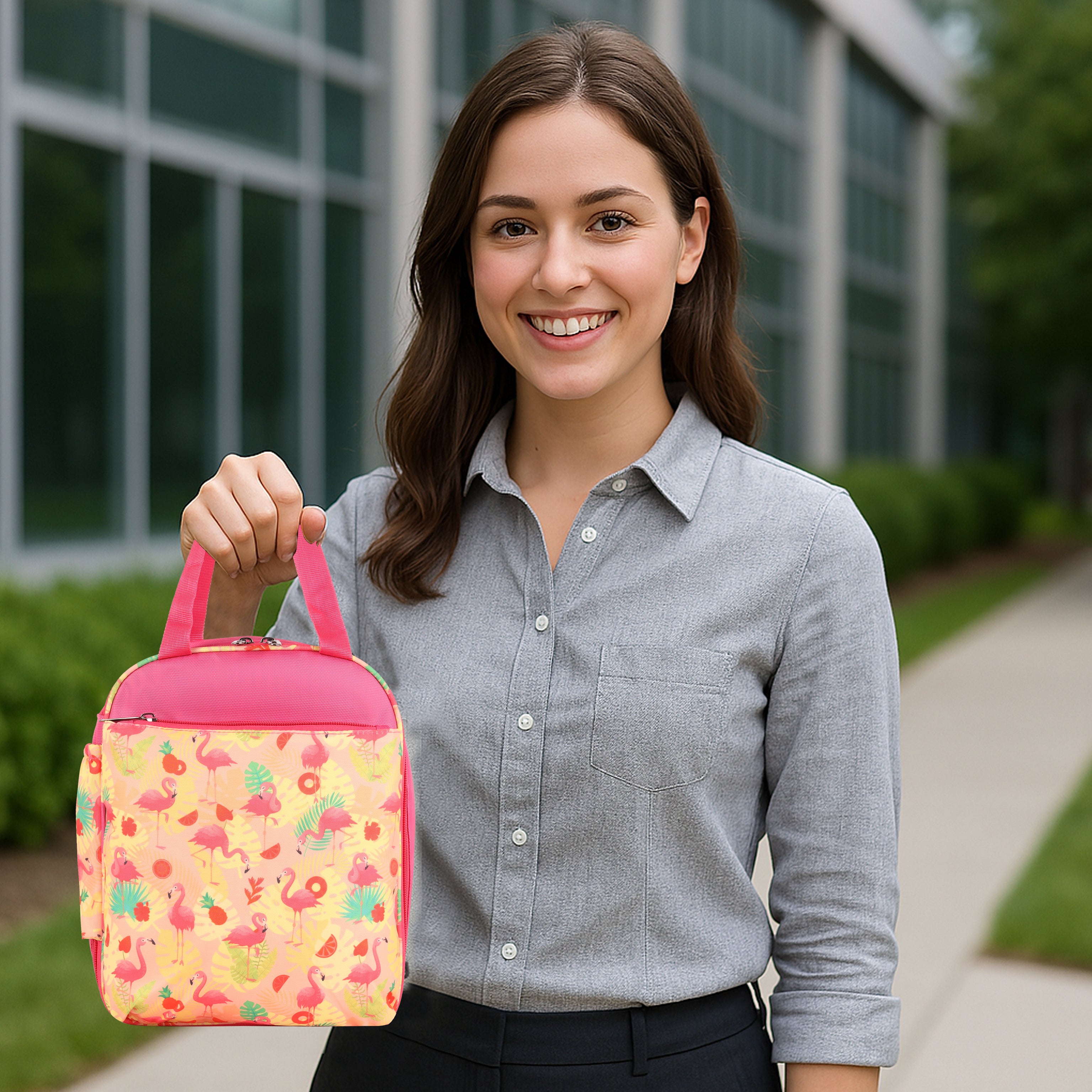 Echo Boomers Premium Herons Pint Lunch Bag – Stylish, Lightweight, Attractive, & Durable Meal Companion and versatile bag(Pink).