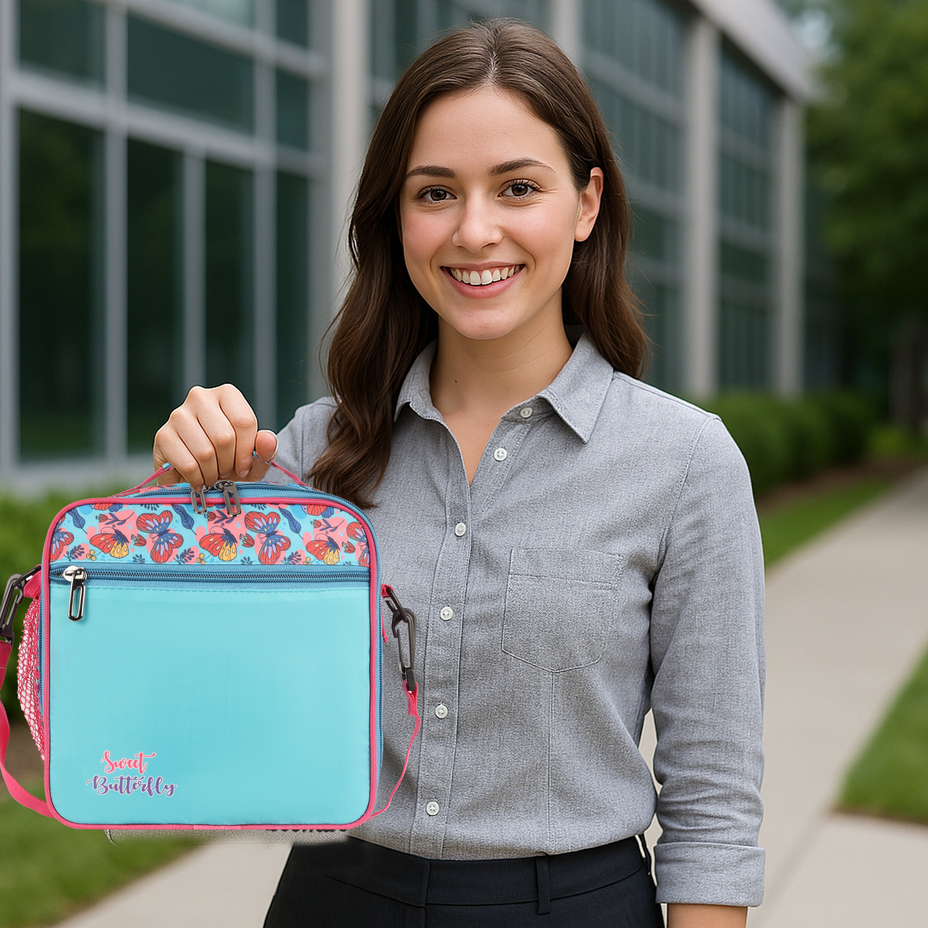 Echo Boomers Premium Butterfly Pint Lunch Bag – Stylish, Lightweight, Attractive, & Durable Meal Companion and versatile bag(Sea Green).