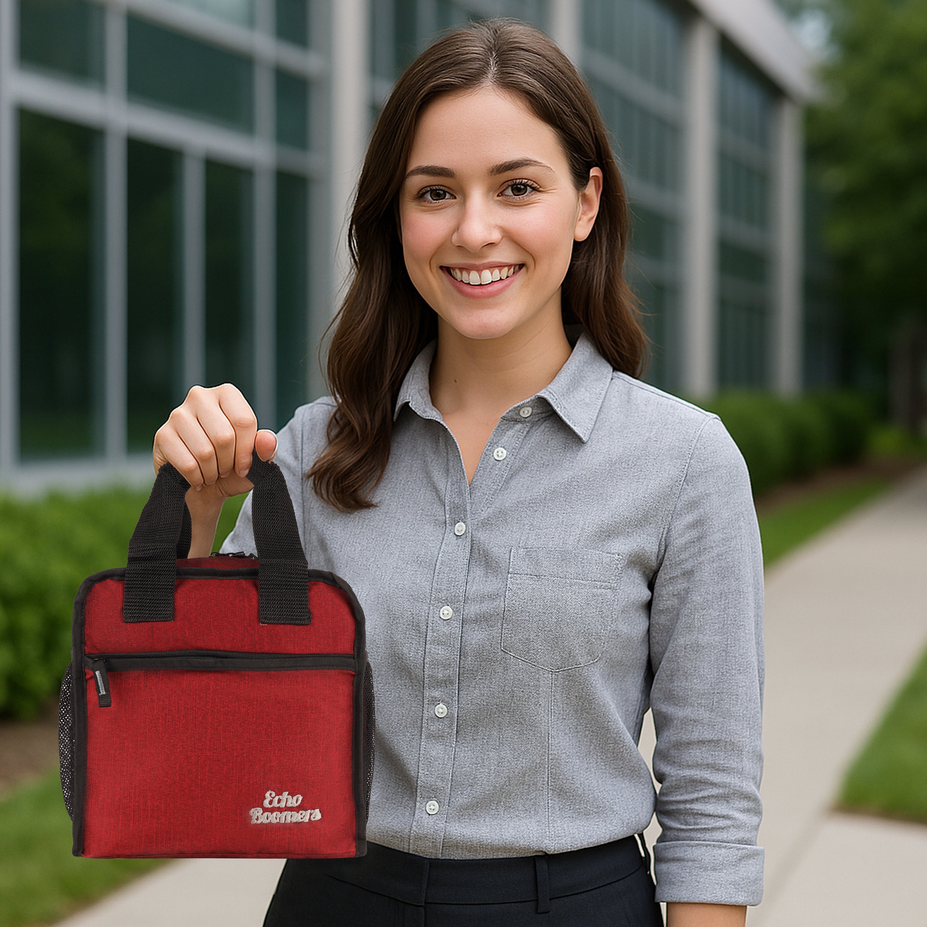 Echo Boomers Premium Lunch Bag – Stylish, Lightweight, Attractive, & Durable Meal Companion and versatile bag(Maroon).
