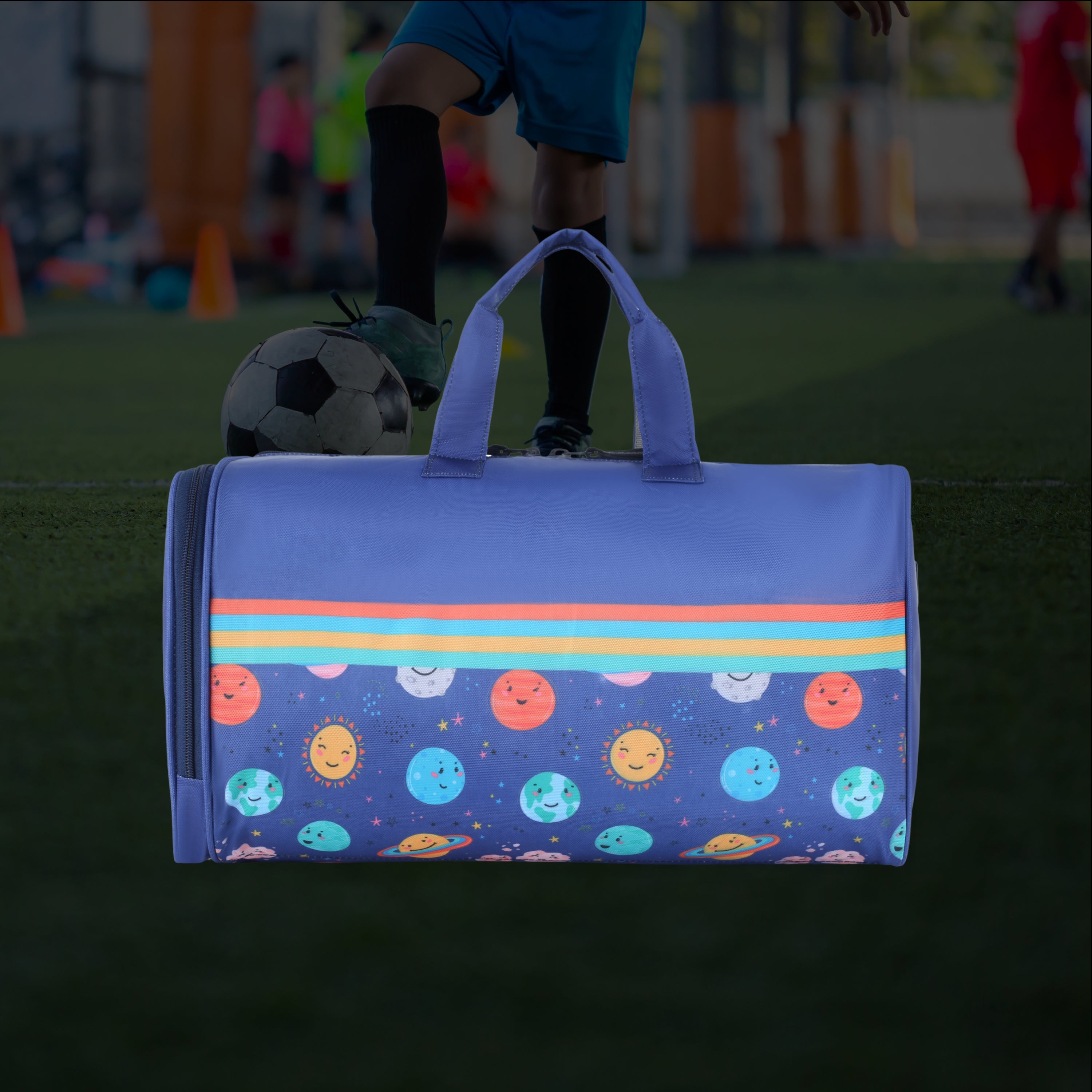 Echo Boomers Space Print Duffle Bag – Stylish Travel & Gym Bag with Shoe Compartment