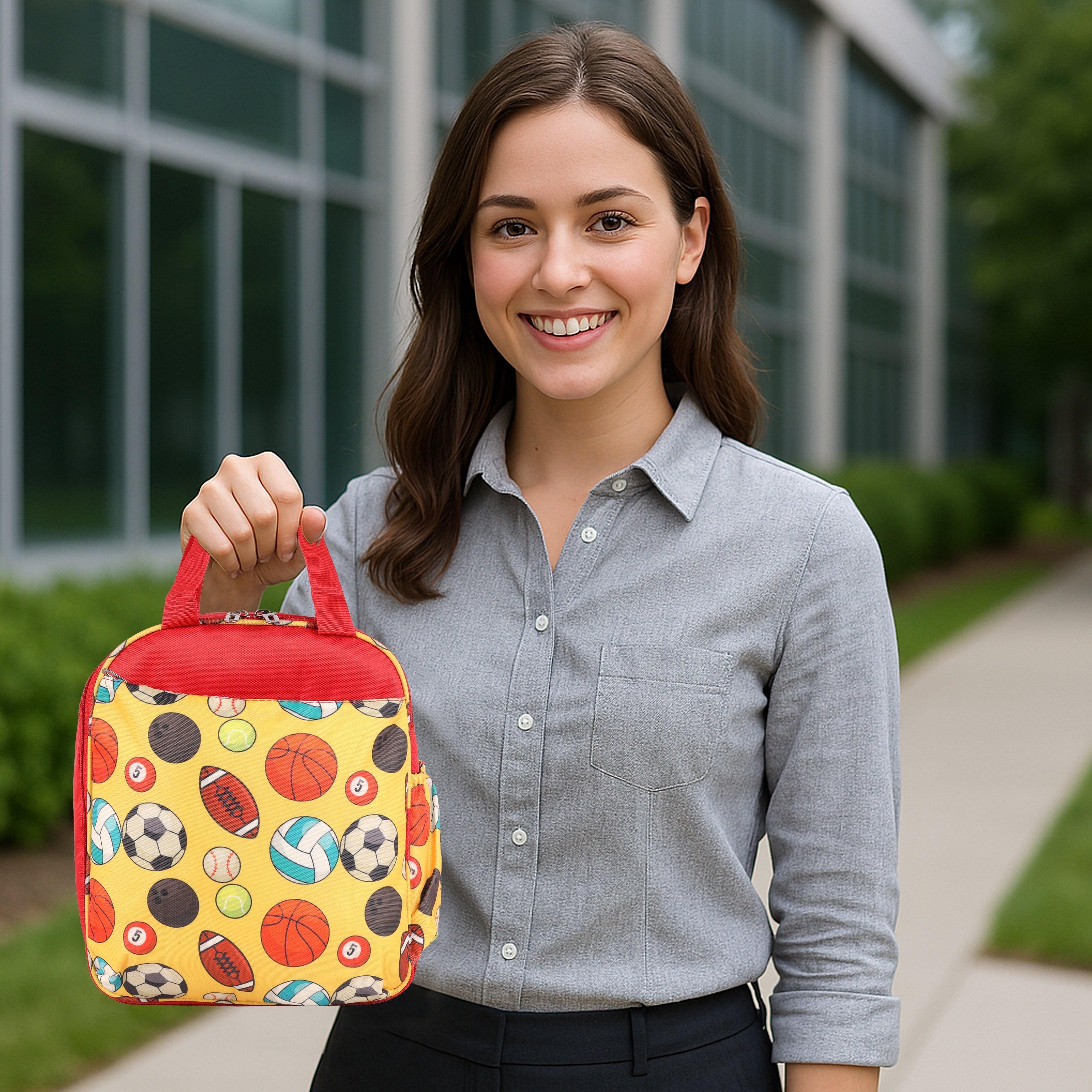 Echo Boomers Premium Football Pint Lunch Bag – Stylish, Lightweight, Attractive, & Durable Meal Companion and versatile bag(Red).