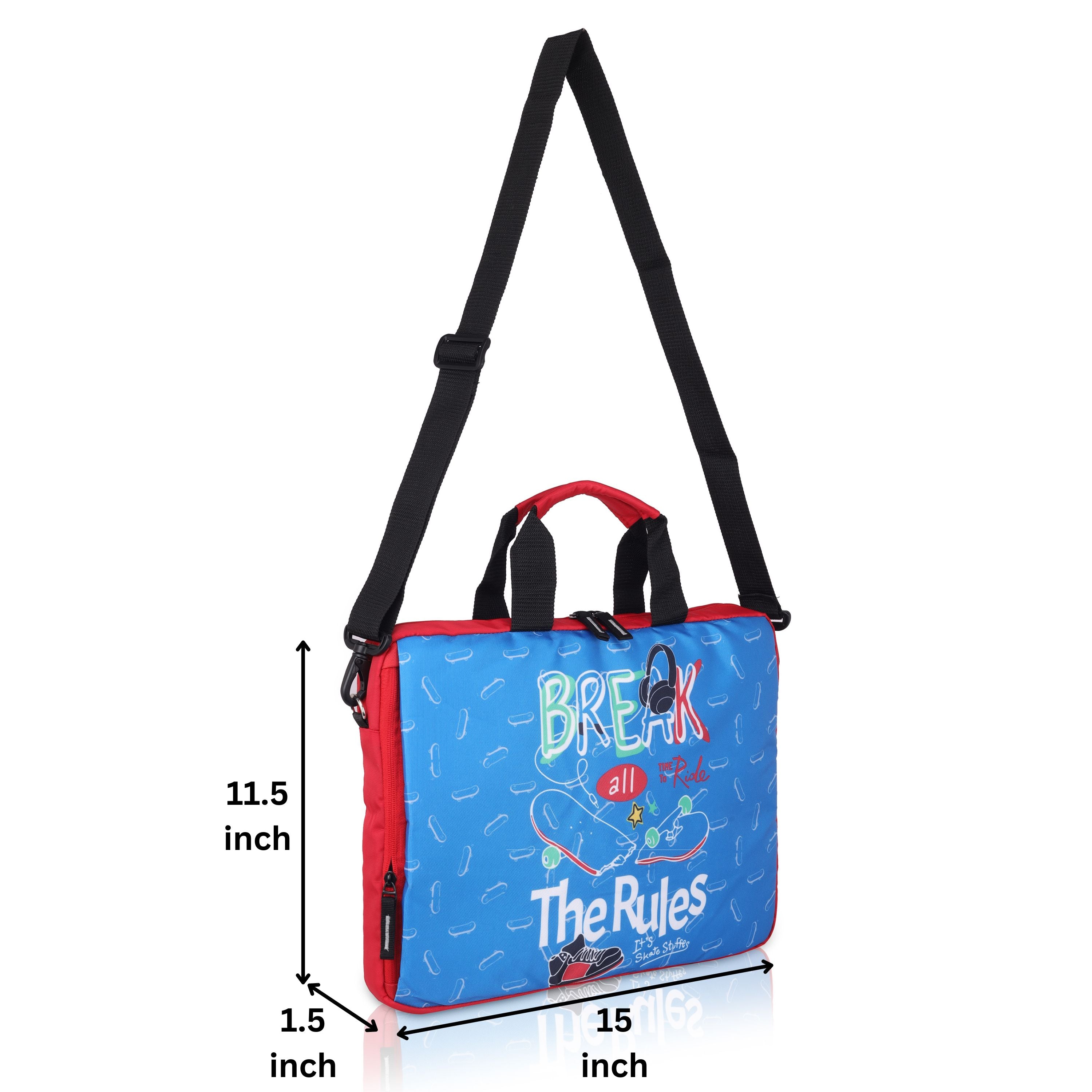 Echo Boomers “Break the Rules” Skateboard-Themed Laptop Sling Bag – 15 Inch Stylish Office & School Messenger Bag for Boys & Teens