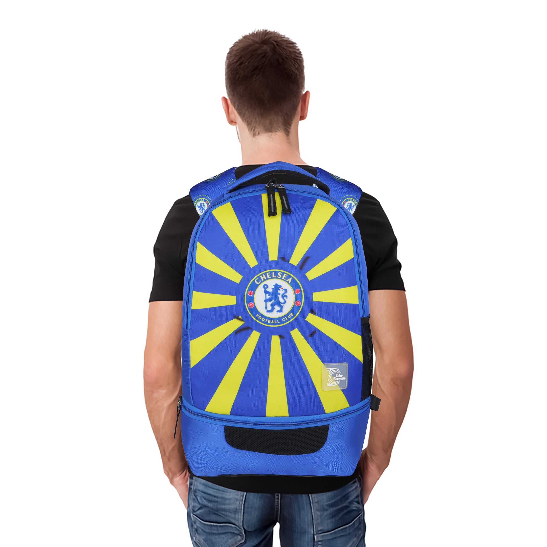 Echo Boomers Manchester United Sports Backpack with Separate Football Compartment | Student Sports Backpack with Adjustable Straps, Sturdy Handle & High Quality Zippers