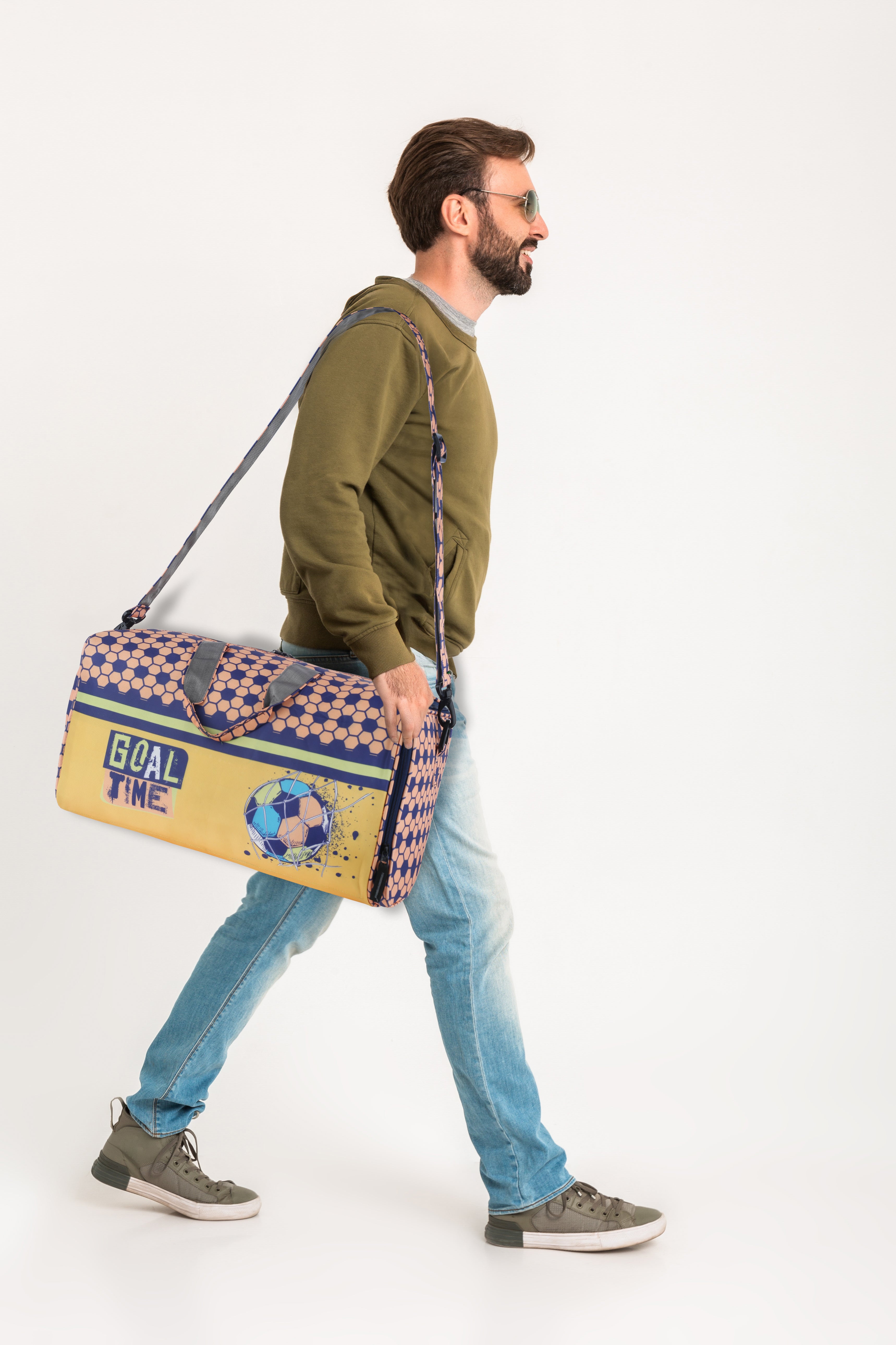 Echo Boomers Square Goal Print Duffle Bag – Stylish Travel & Gym Bag with Shoe Compartment