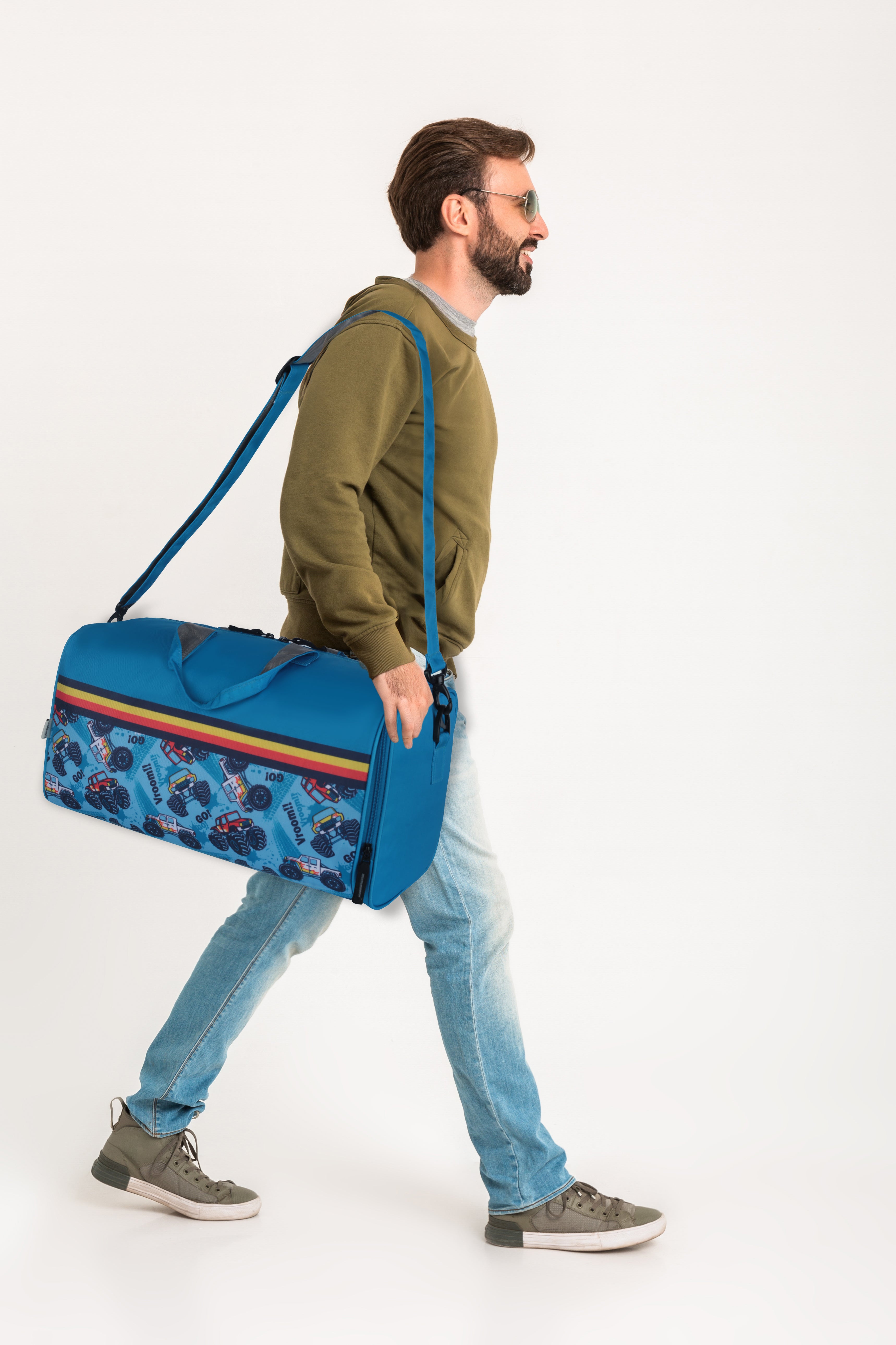 Echo Boomers Square Truck Print Duffle Bag – Stylish Travel & Gym Bag with Shoe Compartment
