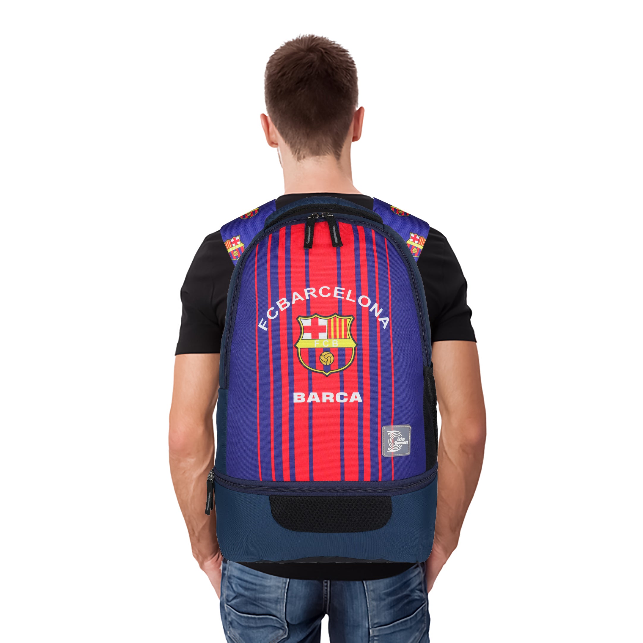 Echo Boomers Manchester United Sports Backpack with Separate Football Compartment | Student Sports Backpack with Adjustable Straps, Sturdy Handle & High Quality Zippers