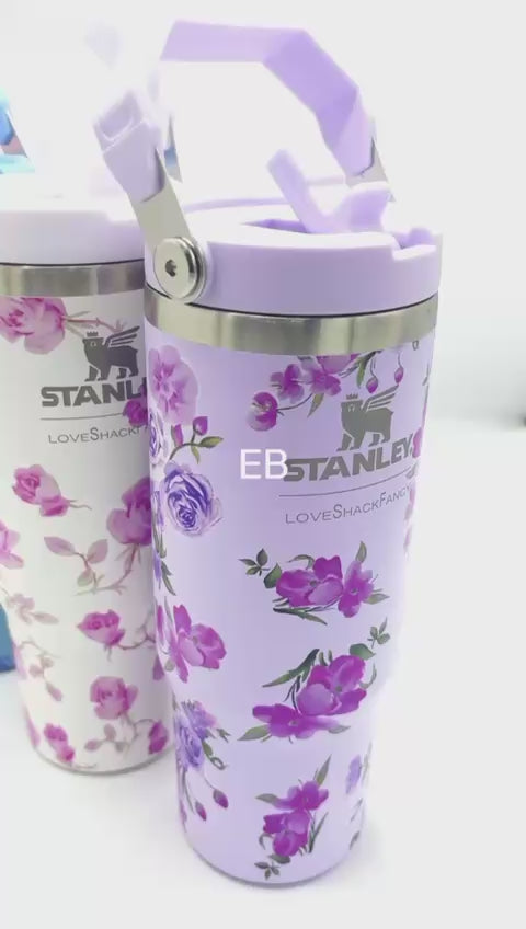 Stanley x LoveShackFancy IceFlow Floral 900 mL Vacuum Insulated Sipper Bottle (Multicolor, Stainless Steel)