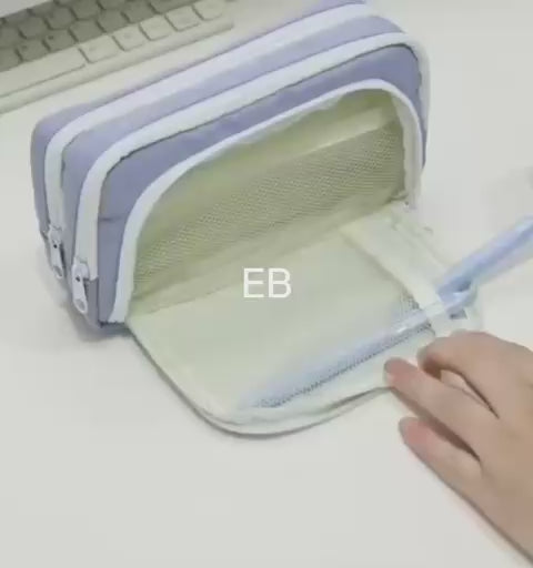 Echo Boomers Multiple Compartment Pouch for Boys & Girls (BLUE)