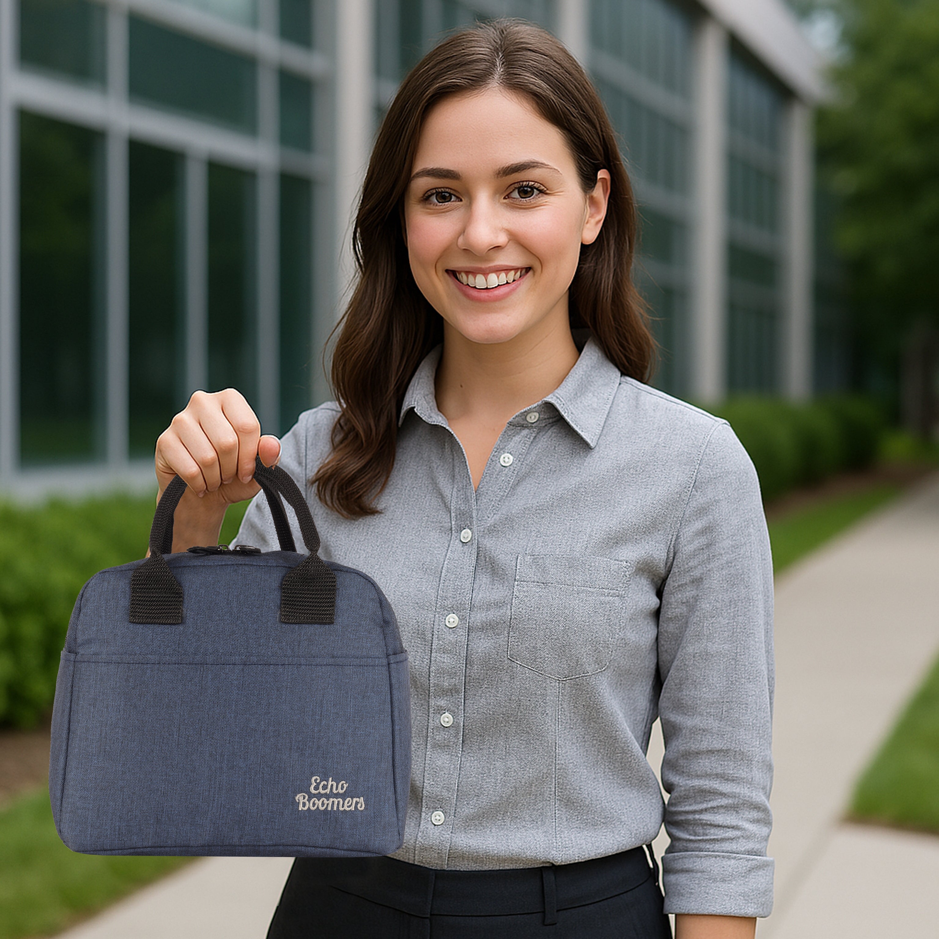 Echo Boomers Premium Lunch Bag – Stylish, Lightweight, Attractive, & Durable Meal Companion and versatile bag(Navy).
