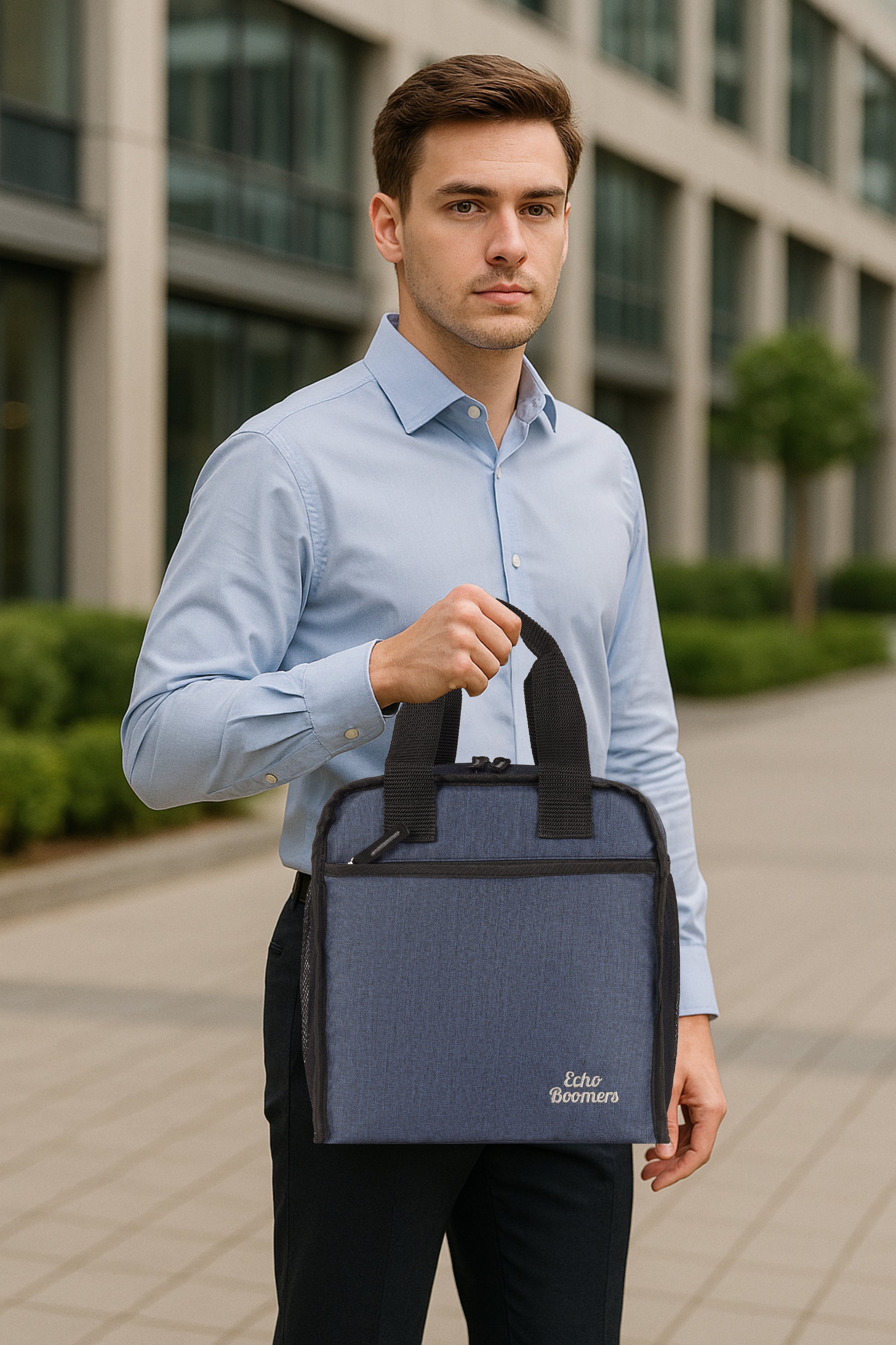 Echo Boomers Premium Lunch Bag – Stylish, Lightweight, Attractive, & Durable Meal Companion and versatile bag(Navy).