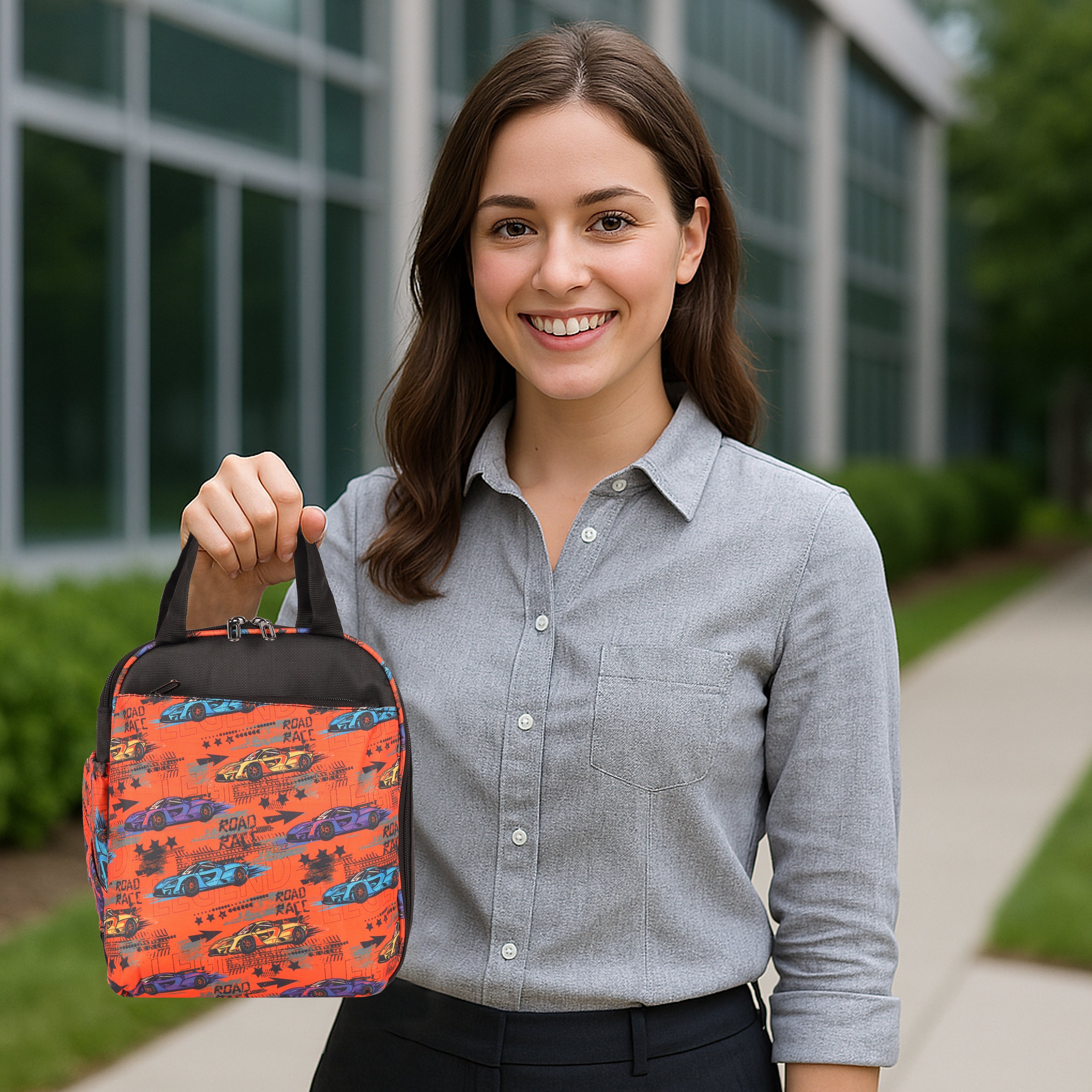 Echo Boomers Premium Car Pint Lunch Bag – Stylish, Lightweight, Attractive, & Durable Meal Companion and versatile bag(Black& Orange).