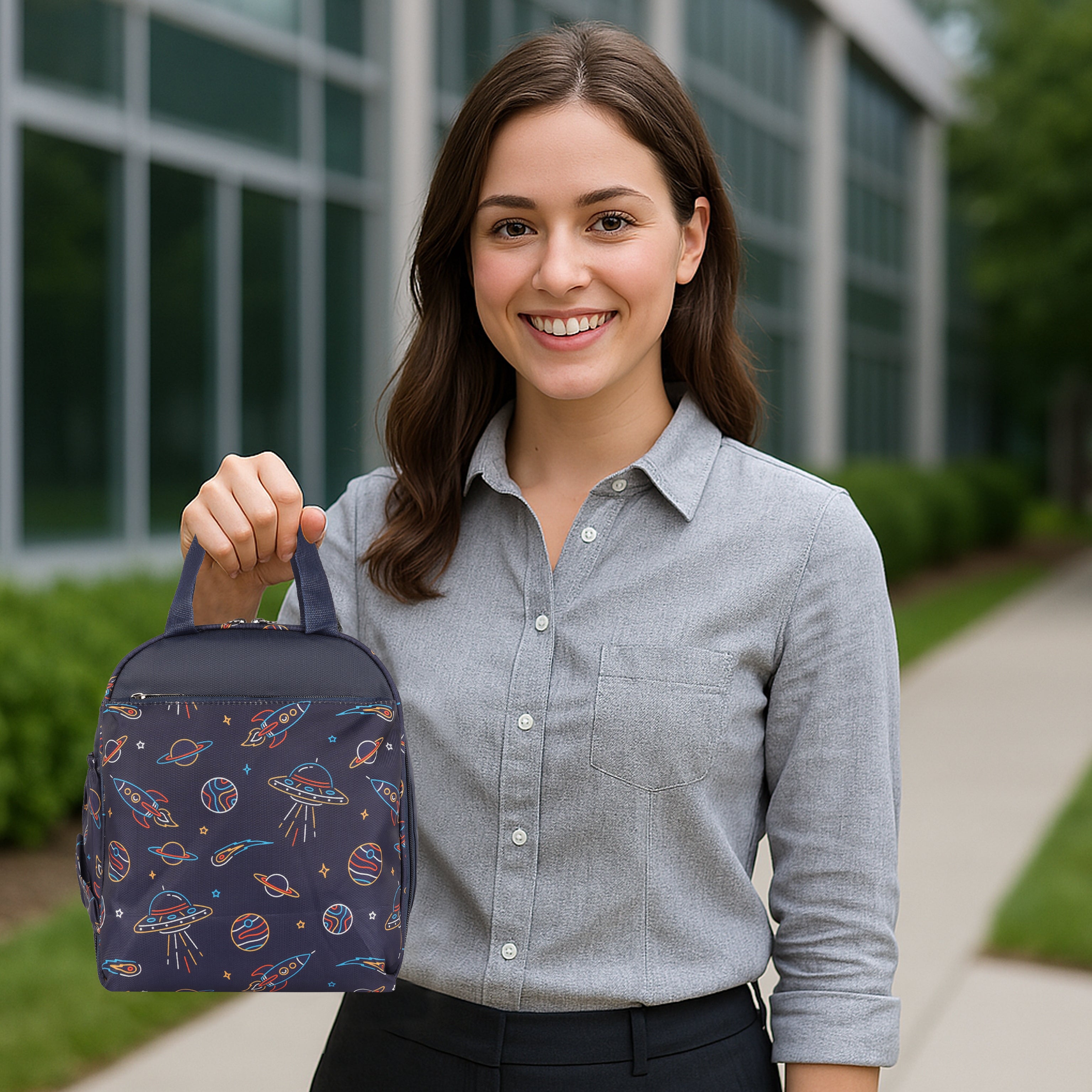 Echo Boomers Premium Space Pint Lunch Bag – Stylish, Lightweight, Attractive, & Durable Meal Companion and versatile bag(Navy).