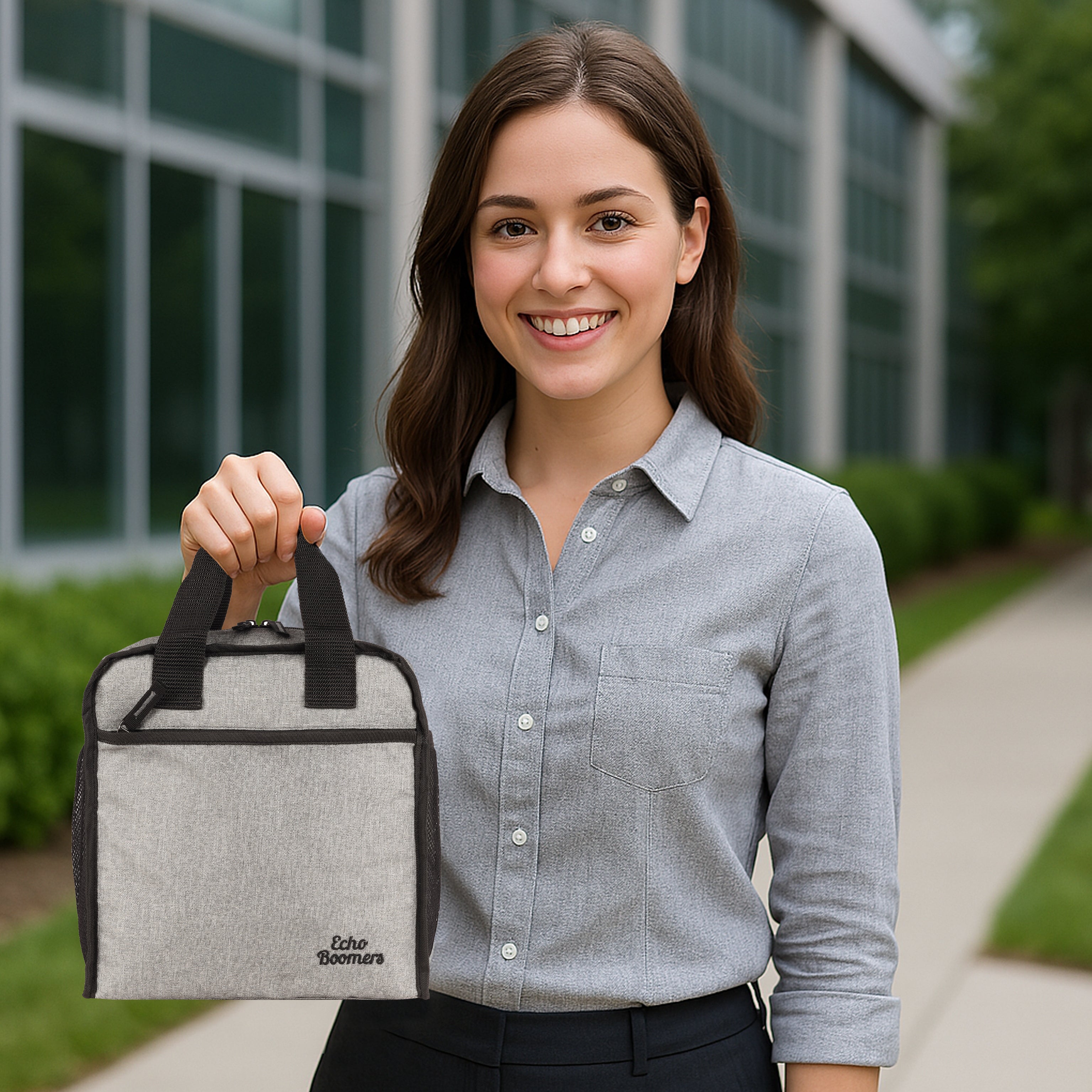 Echo Boomers Premium Lunch Bag – Stylish, Lightweight, Attractive, & Durable Meal Companion and versatile bag(Grey).
