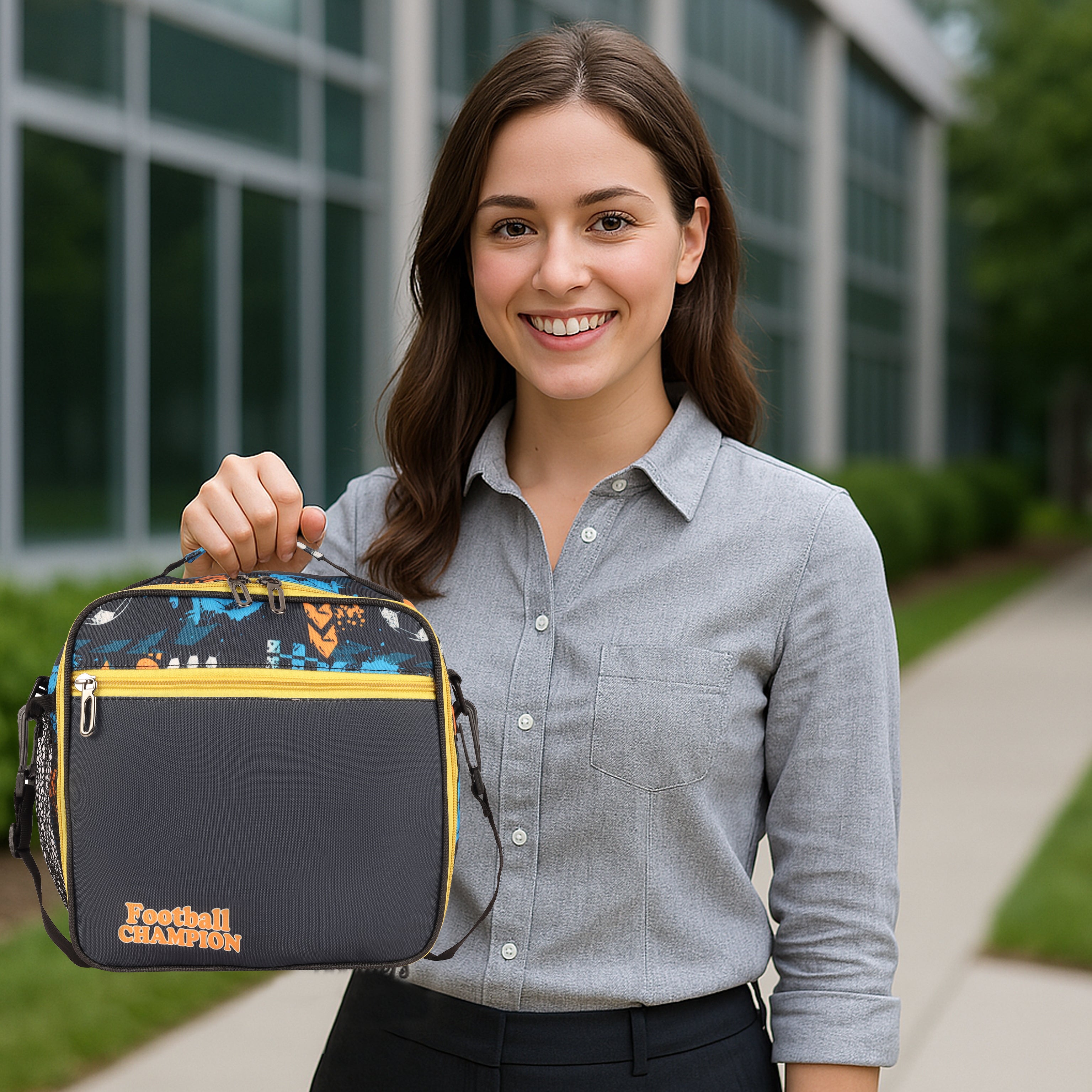 Echo Boomers Premium Football Pint Lunch Bag – Stylish, Lightweight, Attractive, & Durable Meal Companion and versatile bag(Black).