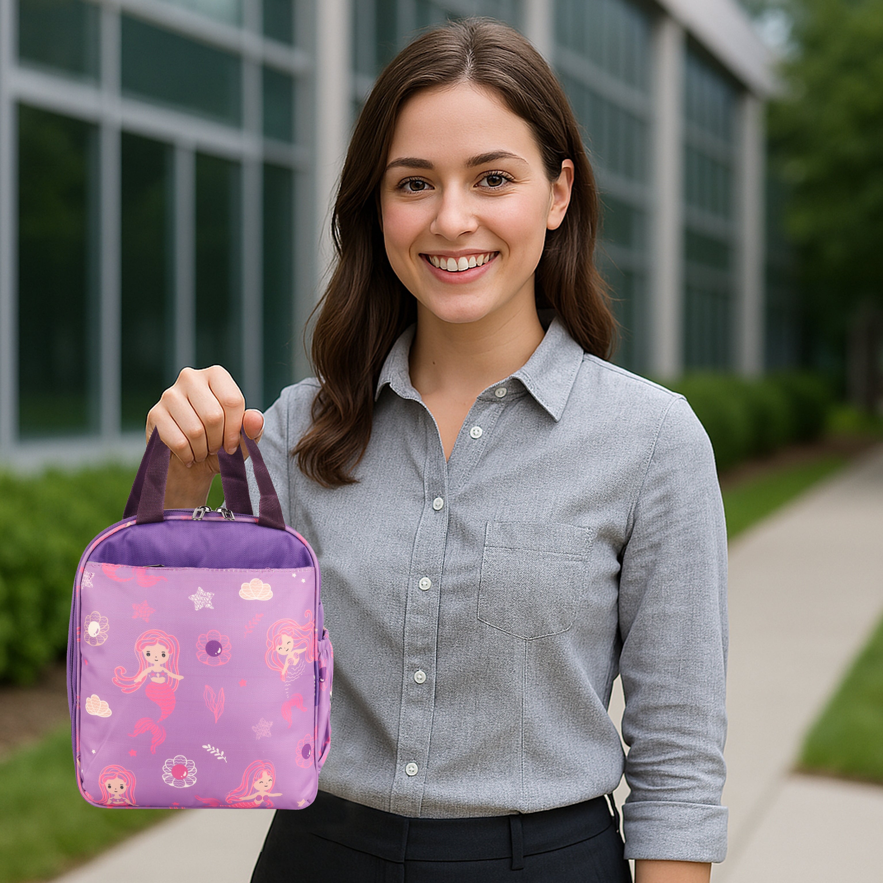 Echo Boomers Premium Mermaid Pint Lunch Bag – Stylish, Lightweight, Attractive, & Durable Meal Companion and versatile bag(Purple).