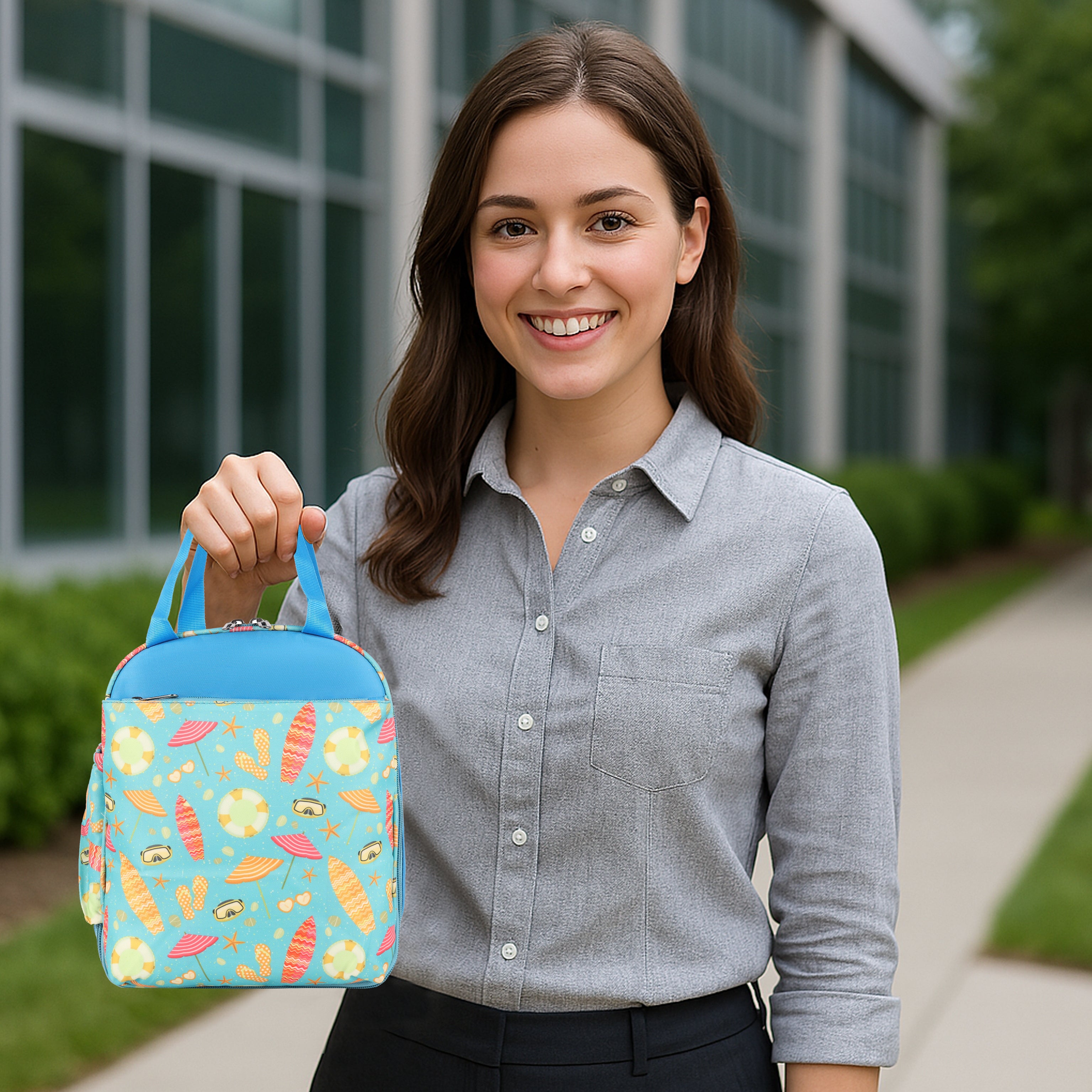 Echo Boomers Premium Beach Pint Lunch Bag – Stylish, Lightweight, Attractive, & Durable Meal Companion and versatile bag(Sky Blue).
