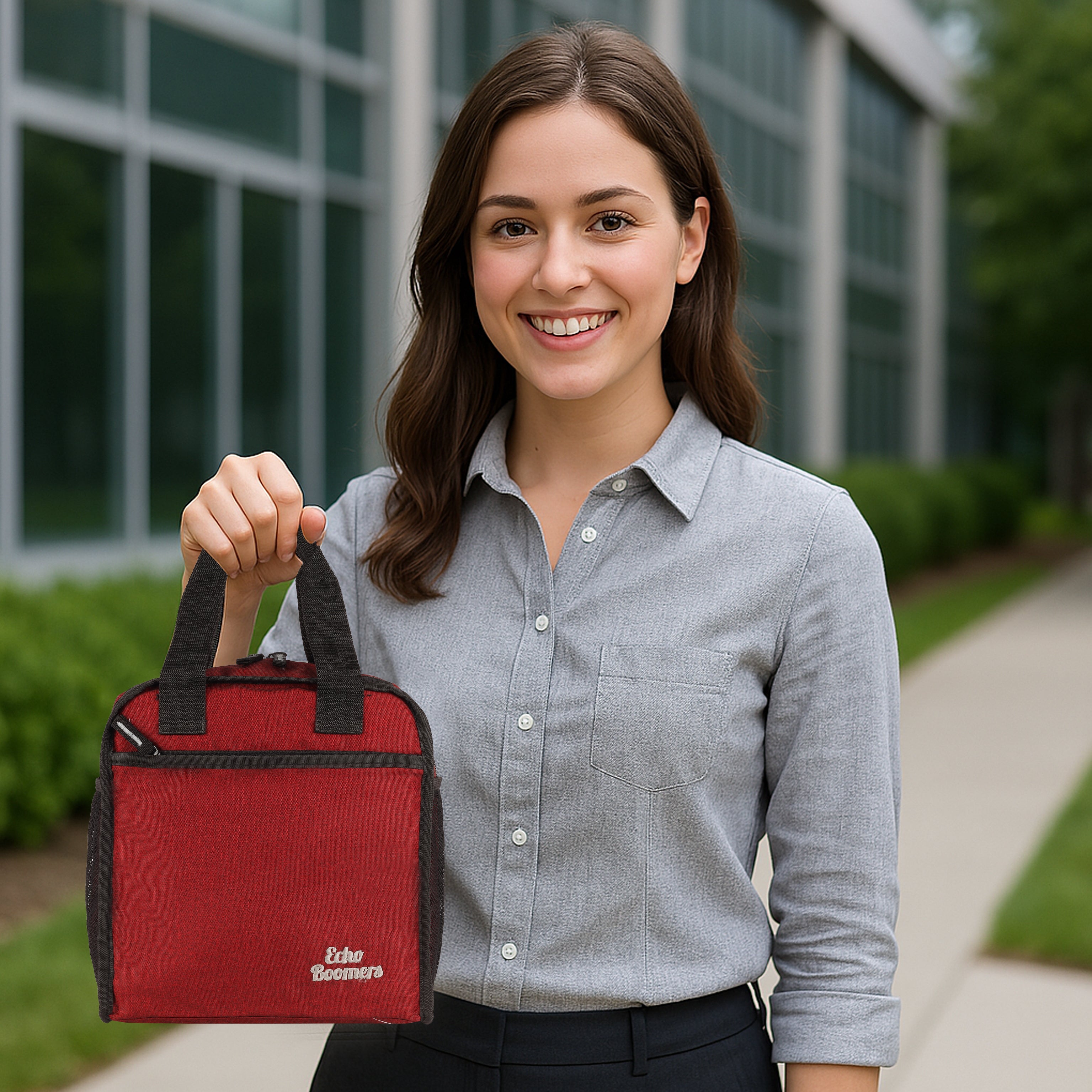 Echo Boomers Premium Lunch Bag – Stylish, Lightweight, Attractive, & Durable Meal Companion and versatile bag(Maroon).